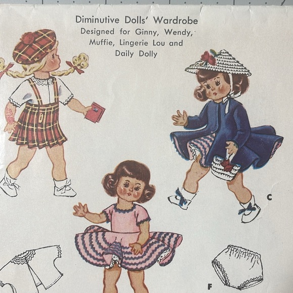 McCall's doll clothes sewing pattern 1898, Diminutive Dolls Wardrobe 7-8" dolls - Picture 1 of 6